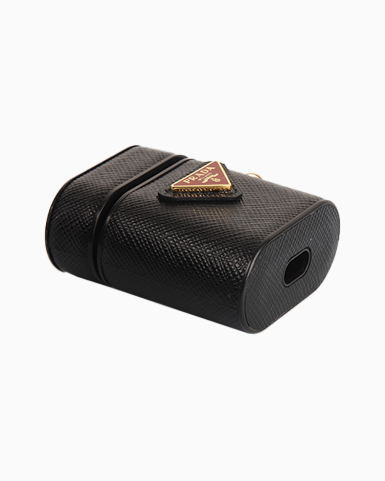 Case Para Airpods Prada Original Saffiano Triang Preta Feminina