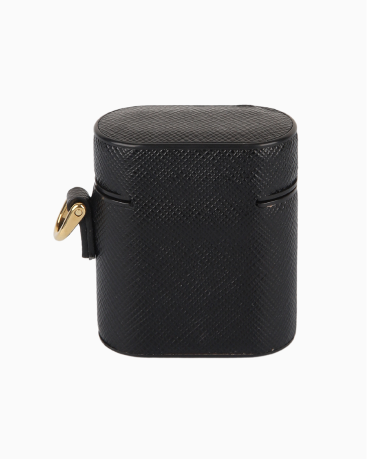 Case Para Airpods Prada Original Saffiano Triang Preta Feminina