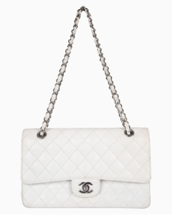 Bolsa Chanel Caviar Classic Double Flap Média Branca