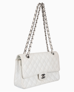 Bolsa Chanel Caviar Classic Double Flap Média Branca