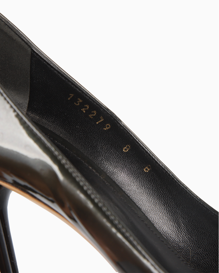 Sapato Gucci Original Horsebit Peep Toe Verniz Verde Escuro Feminino