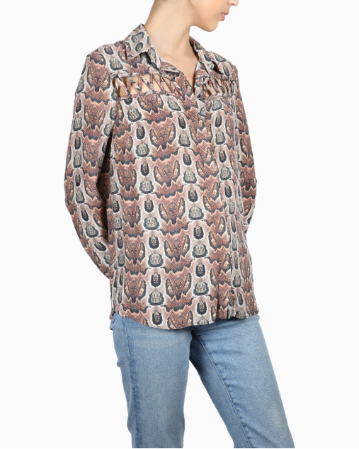 Camisa Animale Original Seda Recortes Animal Print Feminina