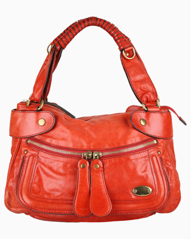 Bolsa Chloé Original Vintage Braided Handle Tote Laranja Feminina