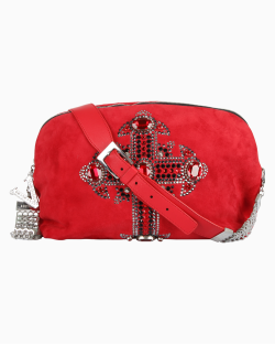 Bolsa Versace Crystal Cross Veludo Vermelha