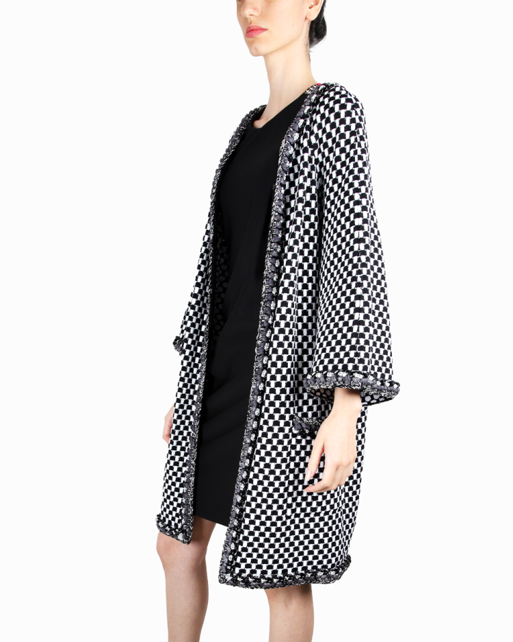 Kimono Chanel Original Maxi Chain Preto e Branco Feminino