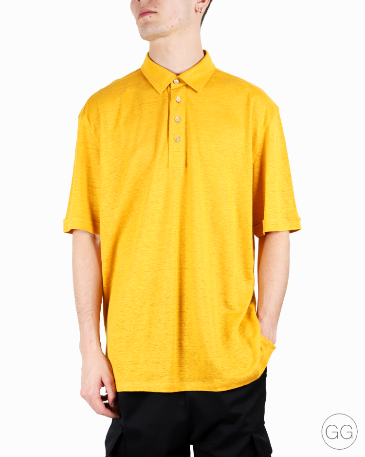Camisa Polo Ermenegildo Zegna Original Linho Amarela Masculina
