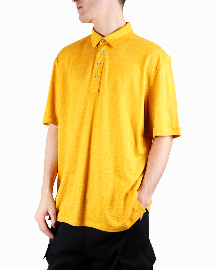 Camisa Polo Ermenegildo Zegna Original Linho Amarela Masculina