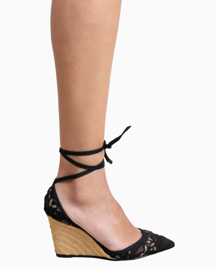 靴 Valentino Lace Espadrilles Black 36 Rare Sapato Valentino Original Espadrile Renda Preto Feminino