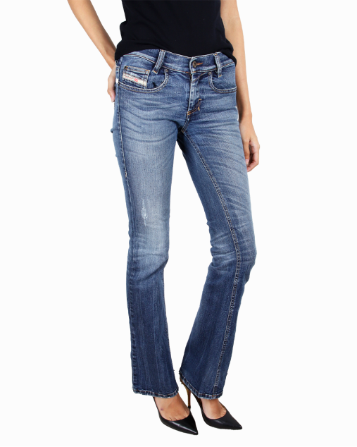 Calça Diesel Original Slim-Bootcut Low Rise Jeans Azul Feminina