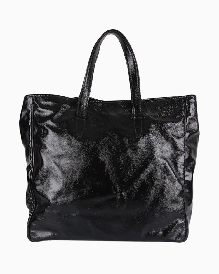 Bolsa Yves Saint Laurent Original Y-Mail Large Tote Verniz Preta