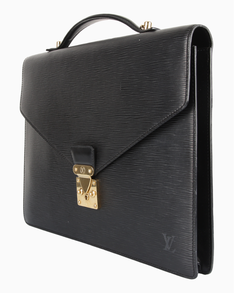美✨Louis Vuitton Épi serviette ビジネスバッグ 黒 Pasta Louis Vuitton Original Vintage Serviette Conseiller EPI