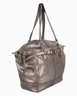 Bolsa Coach Couro Prata