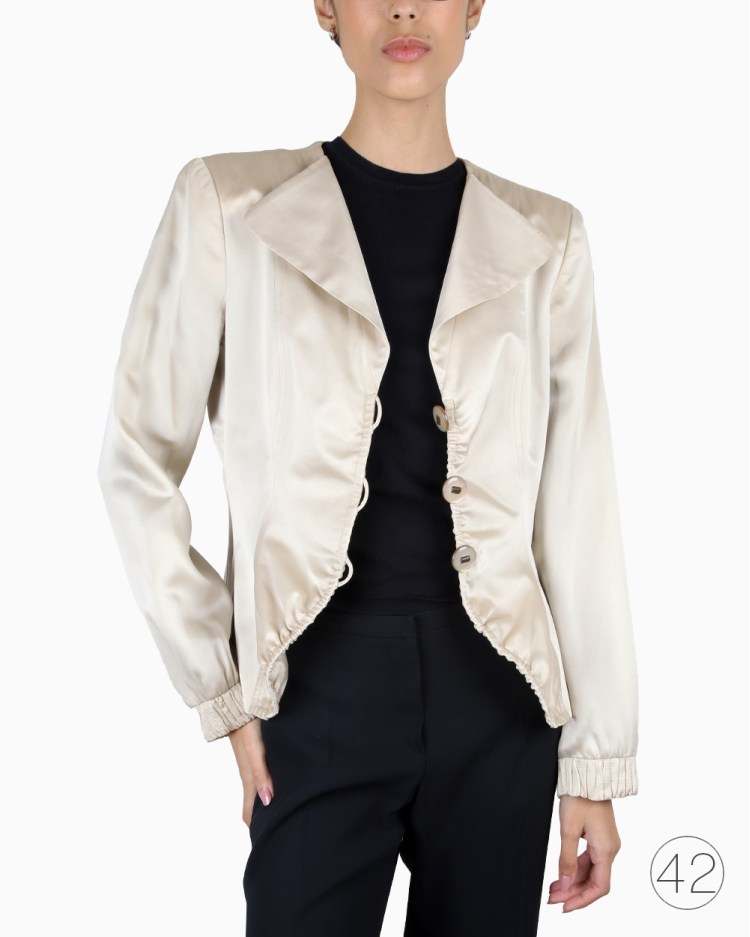 Blazer Giorgio Armani Original Cetim Bege Feminino