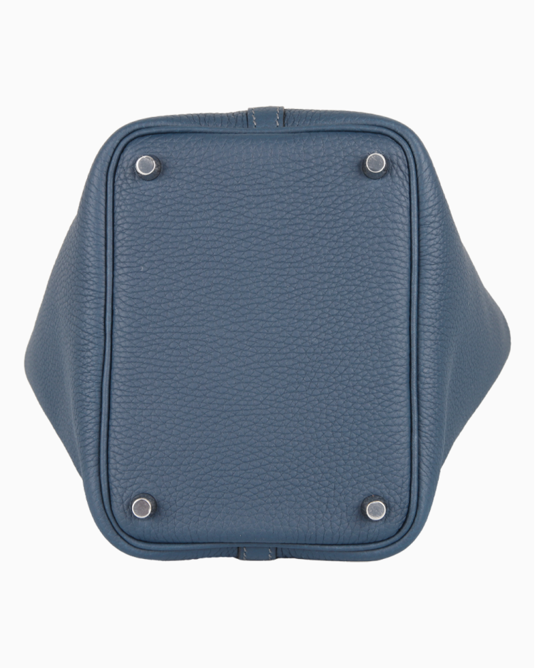Bolsa Hermès Original Picotin Lock 18 Clemence Azul Marinho Feminina