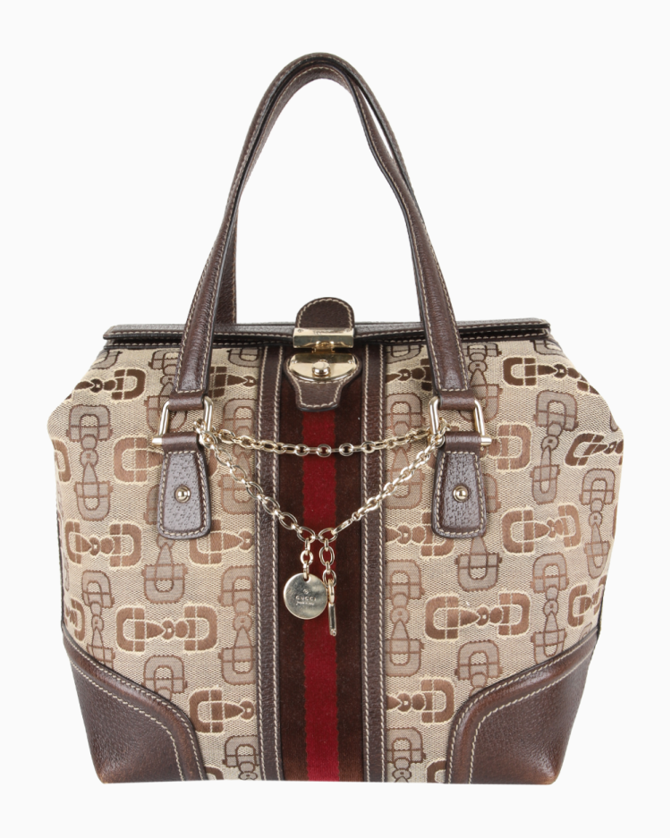 Bolsa Gucci Original Vintage Horsebit Treasure Boston Marrom Feminina