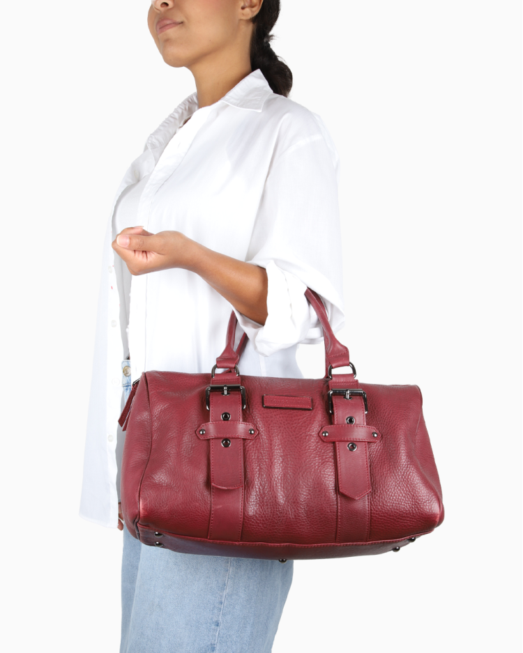 Bolsa Longchamp X Kate Original Moss Gloucester Couro Vinho