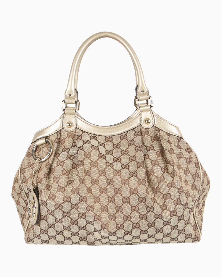 Bolsa Gucci Original Sukey GG Canvas Small Tote Dourada Feminina