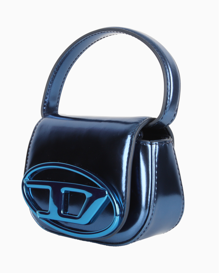 Bolsa Diesel Original 1DR Mini Couro Azul Metálico Feminina