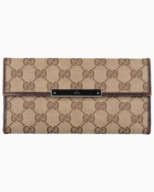 Carteira Gucci Original GG Canvas Flap Monograma Feminina