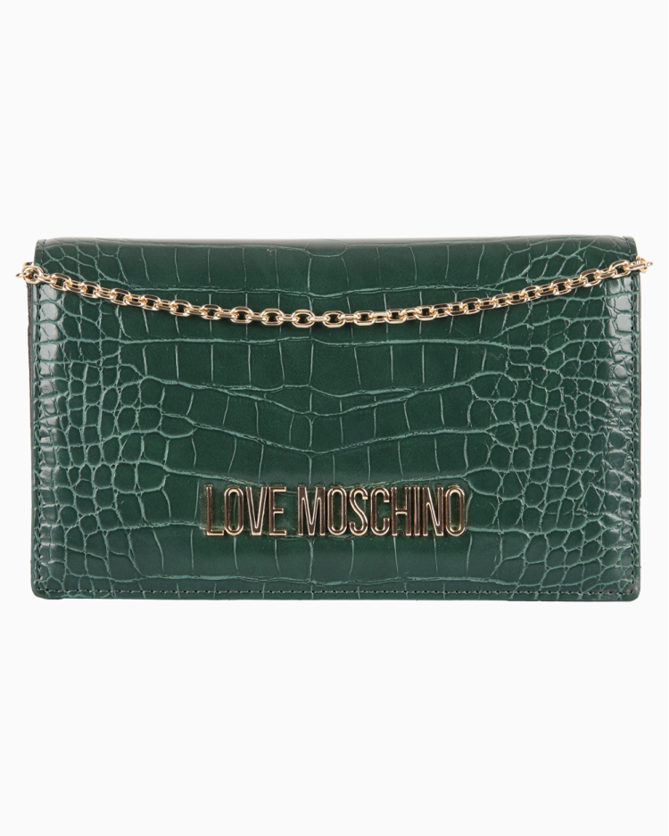 Bolsa Love Moschino Original Croc-Embossed Crossbody Verde Feminina