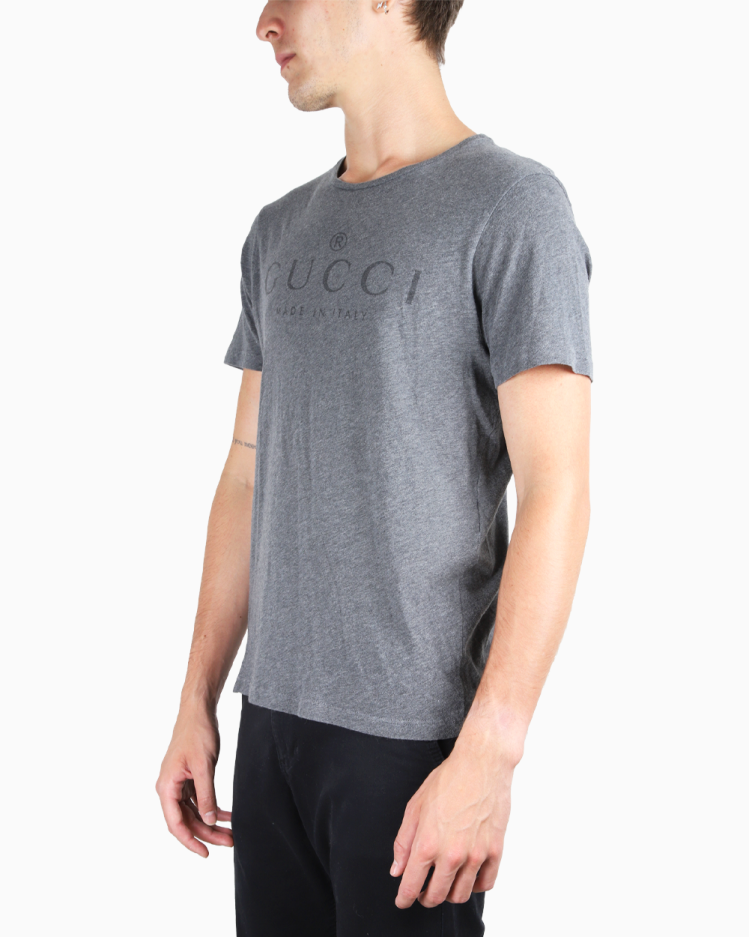 Camiseta Gucci Original Logo Cinza Masculina