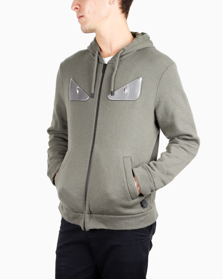 Jaqueta Fendi Original Monster Moletom Verde Militar Masculina
