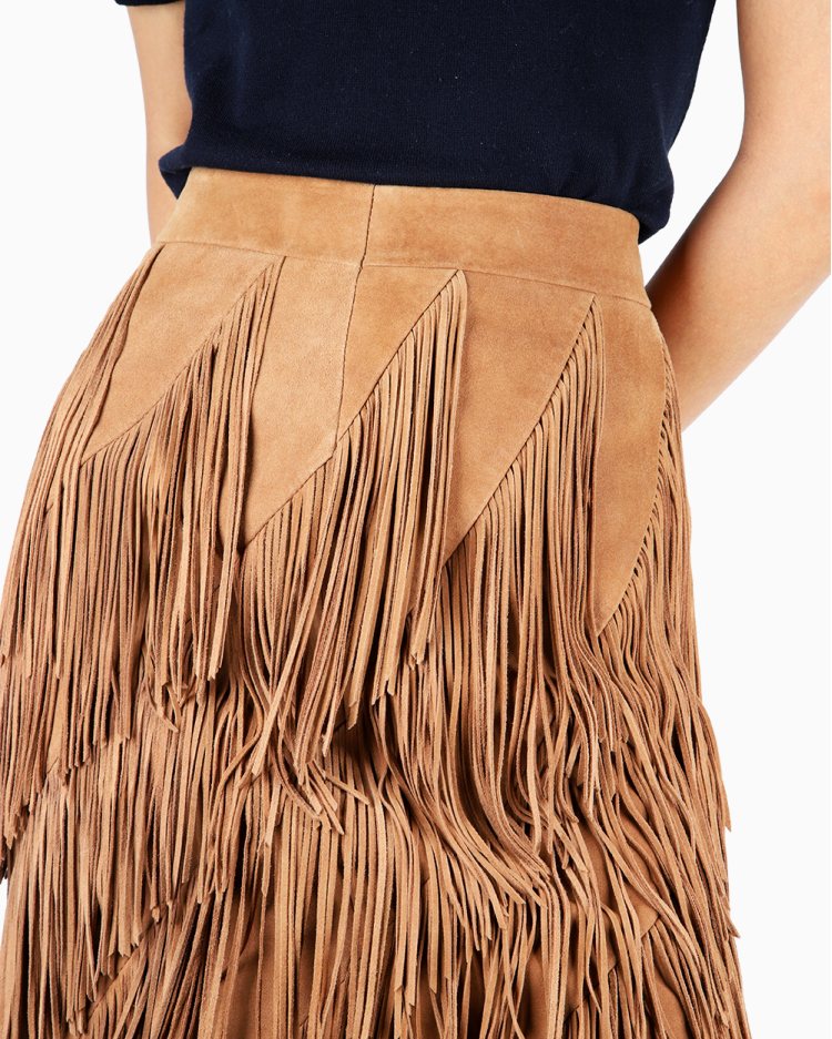 Franja Vestido De CamurÃ§a Marrom Vestido Dourado Vestido Todo De