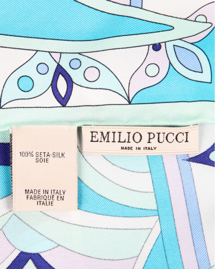 Lenço Emilio Pucci Original Seda Estampada Azul Feminino
