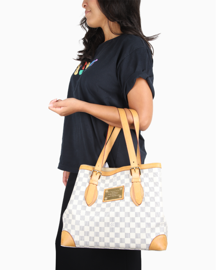 Bolsa Louis Vuitton Original Hampstead MM Damier Azur Feminina