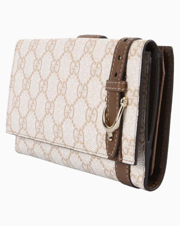 Carteira Gucci Original GG Supreme Canvas Bege Feminina