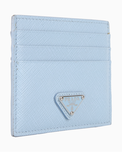 Porta Cartão Prada Original Saffiano Azul Feminino