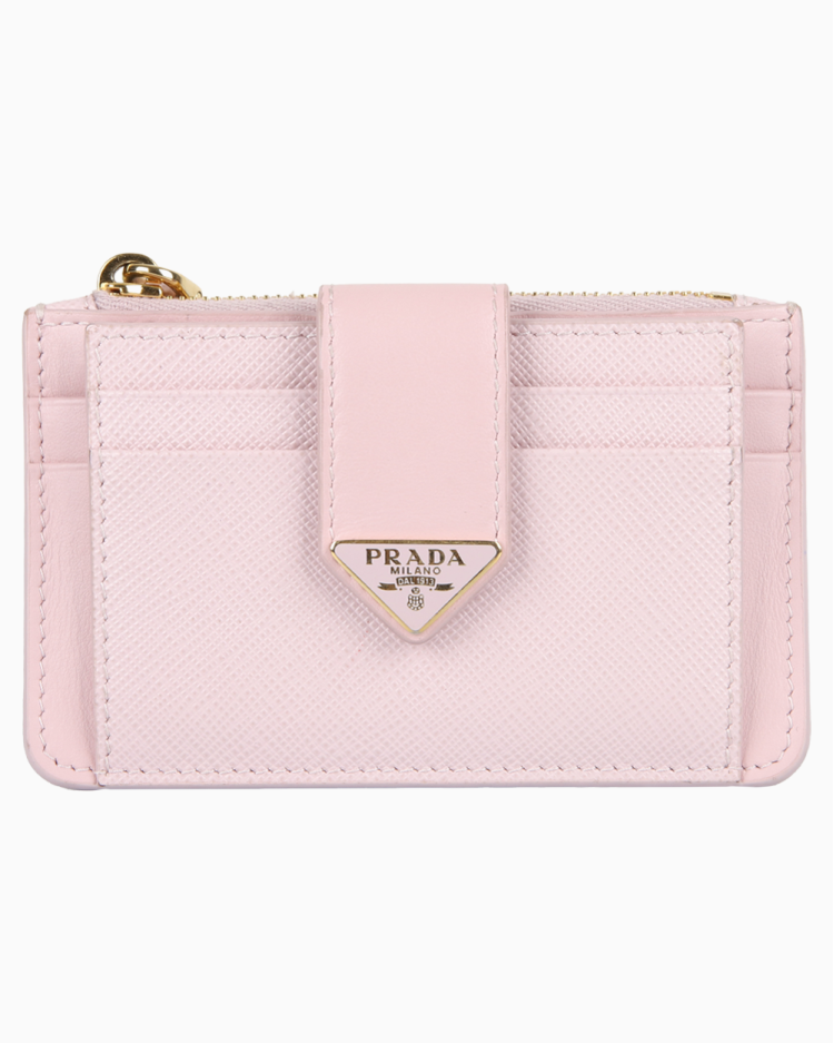 Porta Cartão Prada Original Saffiano Zip Rosa Feminino