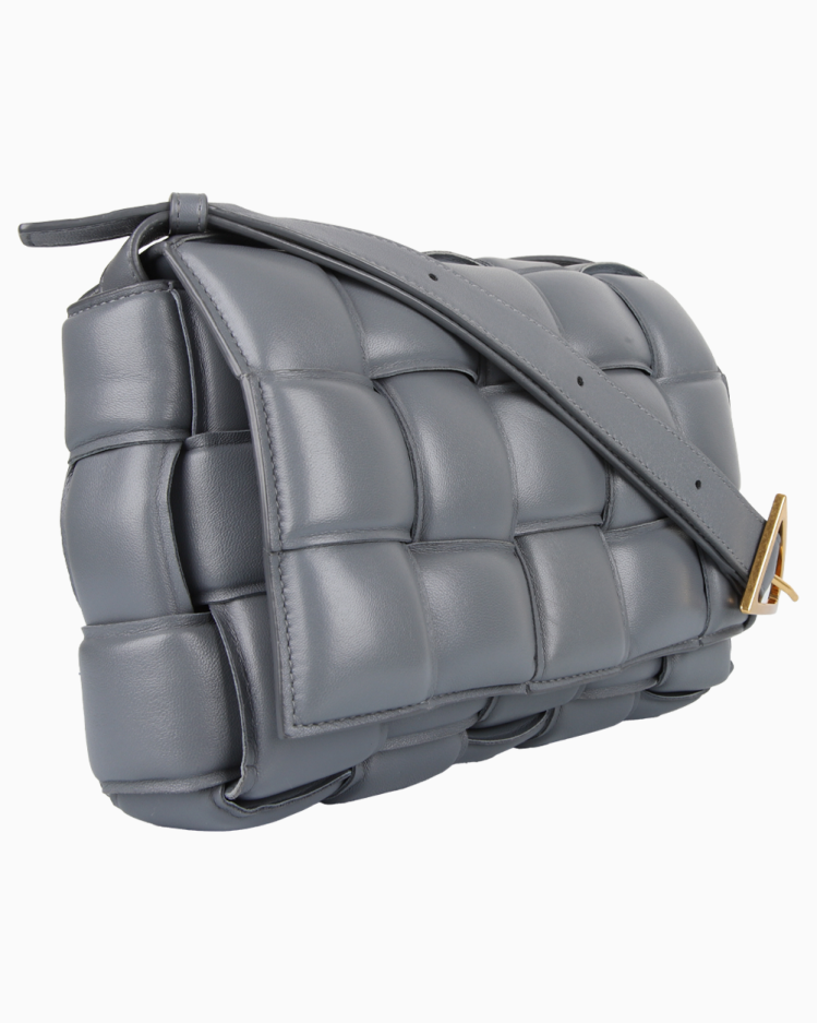 Bolsa Bottega Veneta Original Padded Cassete Cinza Feminina