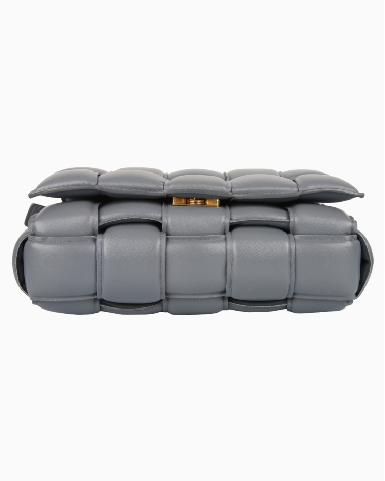 Bolsa Bottega Veneta Original Padded Cassete Cinza Feminina