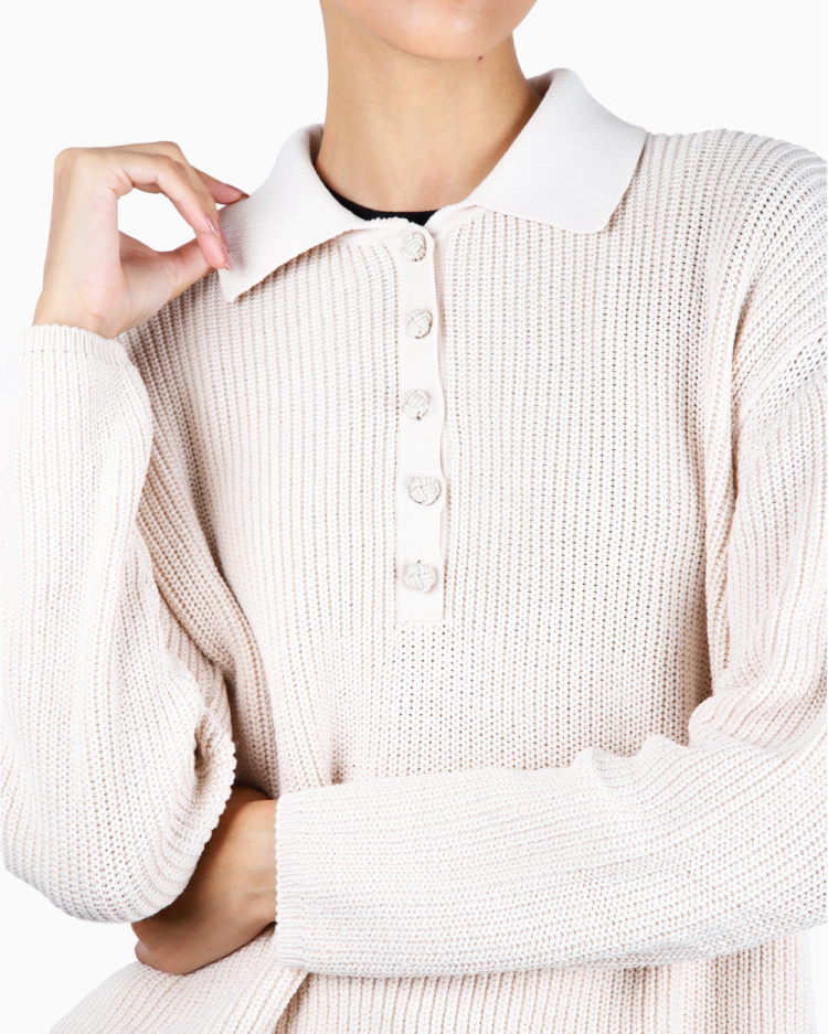 Suéter Cris Barros Tricot Polo Nude Feminino