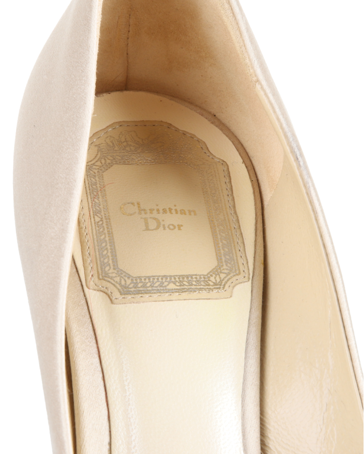 Sapato Dior Original Peep Toe Champagne Feminina