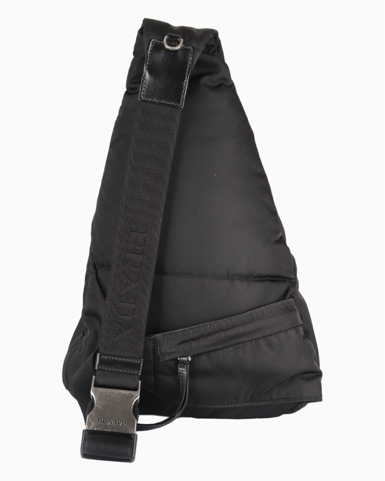 Mochila Prada Original Re-Nylon Triangular Preta Masculina