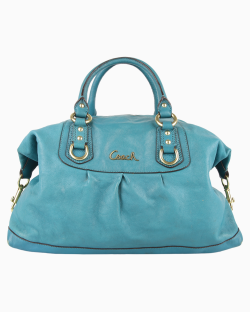 Bolsa Coach Satchel Couro Turquesa