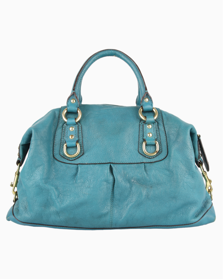 Bolsa Coach Original Satchel Couro Turquesa Feminina