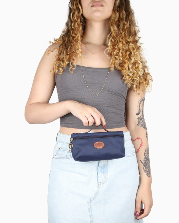 Necessaire Longchamp Original Le Pliage Azul Marinho Feminina