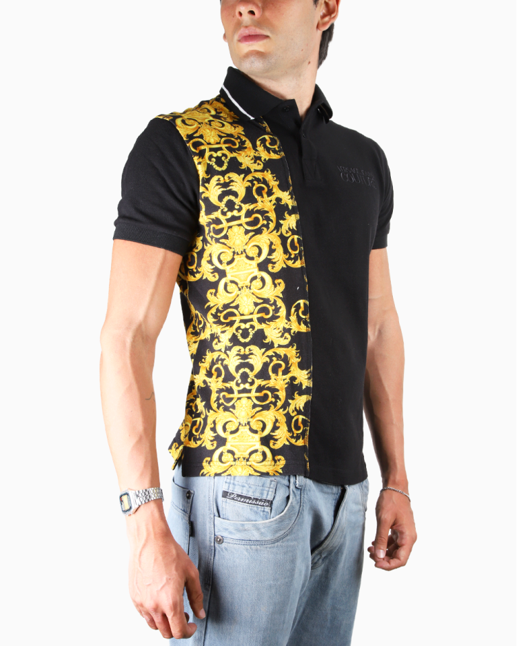 Camisa Polo Versace Jeans Couture Original Barroca Preta Masculina