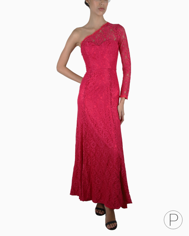 Vestido BCBG Original Maxazria Longo Renda Rosa Feminino