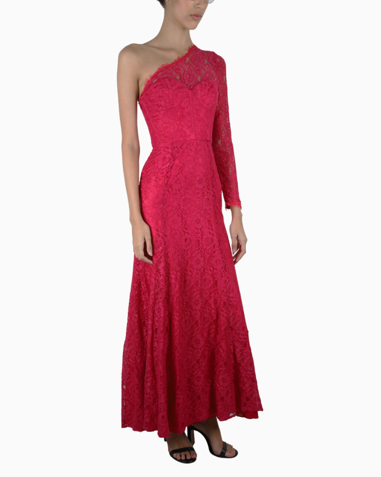 Vestido BCBG Original Maxazria Longo Renda Rosa Feminino