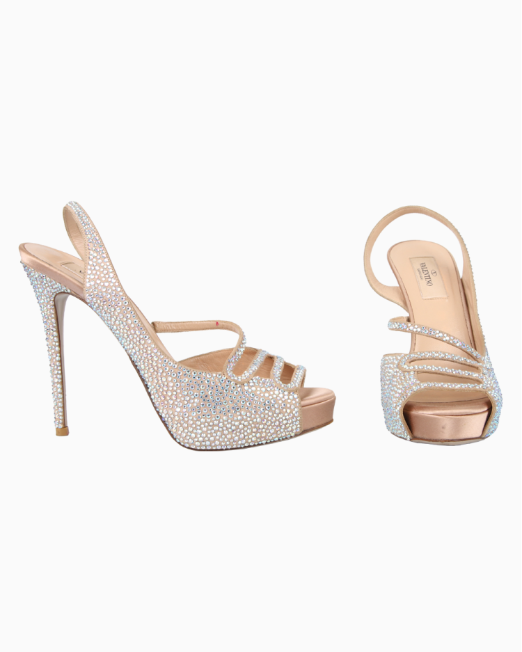 Sapato Valentino Original Cristais Nude Feminino