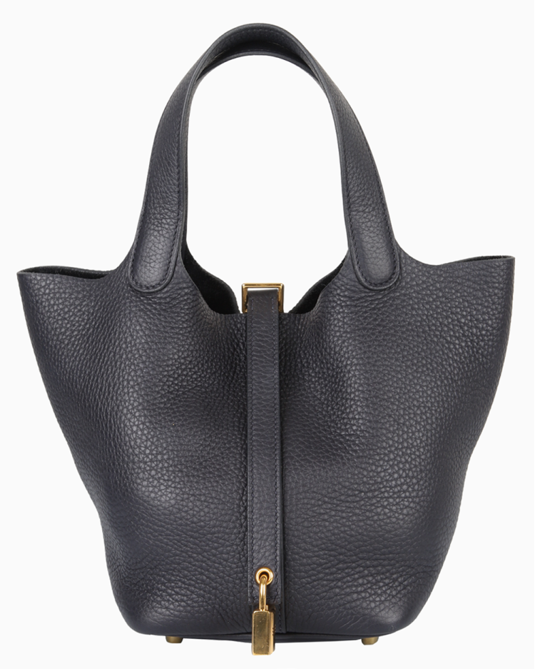 Bolsa Hermès Original Picotin Lock 18 Clemence Azul Marinho Feminina