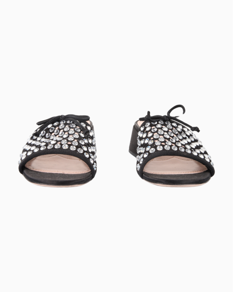 Tamanco Miu Miu Original Ciabatte Strass Perforated Preto Feminino