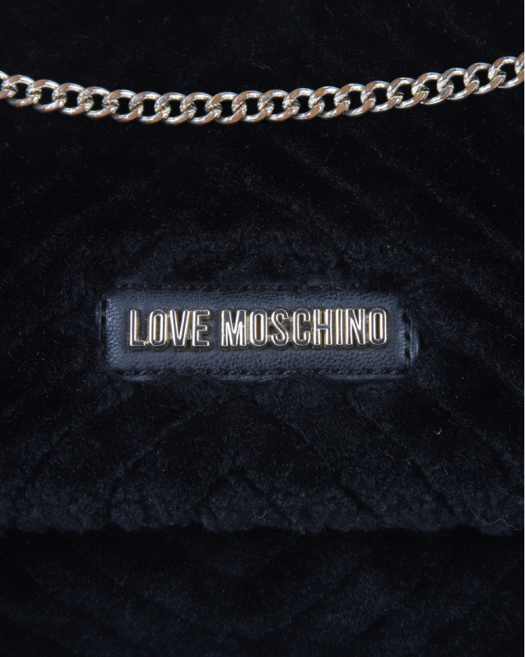 Bolsa Love Moschino Original Velvet Flap Preta Feminina