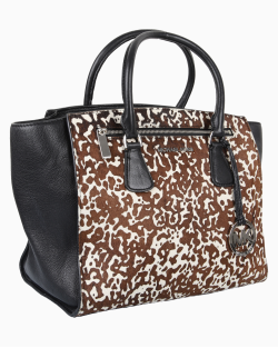 Bolsa Michael Kors Sophie Calf Hair Animal Print Preta