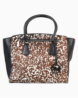 Bolsa Michael Kors Sophie Calf Hair Animal Print Preta