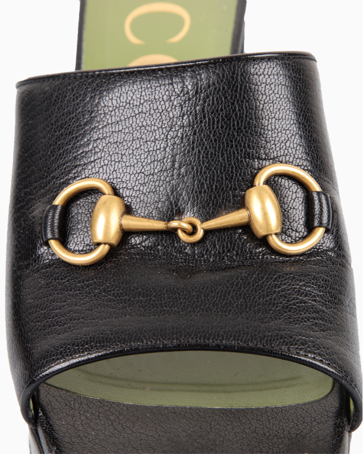 Sandália Gucci Horsebit Original Platform Mule Preta Feminina